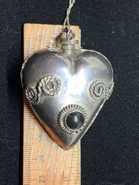 Vintage Taxco Mexican Sterling Silver Heart Shaped Perfume Etsy