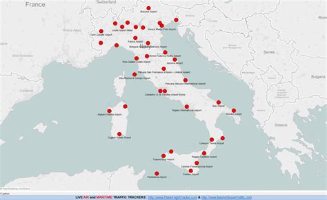 Italy Airports Map Map Of Italy Showing Airports Southern Europe