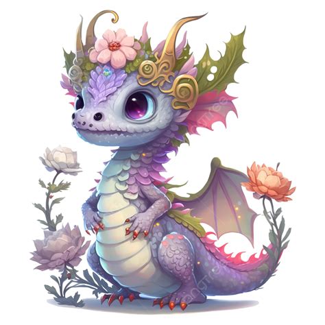 Cute Spring Dragon Watercolor Illustration Ai Generated Ai Generated