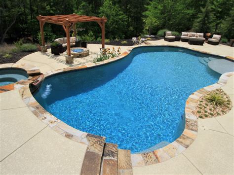 Rustic Swimming Pool With Npt Stonescapes Caribbean Blue Pool Finish
