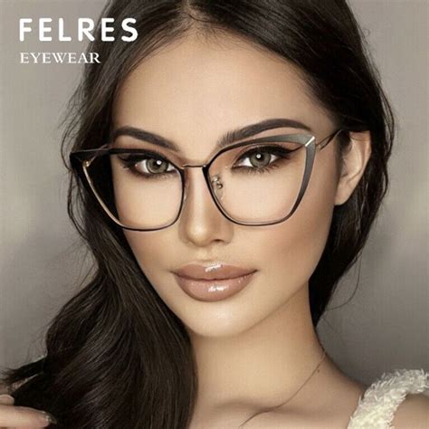 metal anti blue light cat eye eyeglasses for women clear lens glasses frame new ebay womens