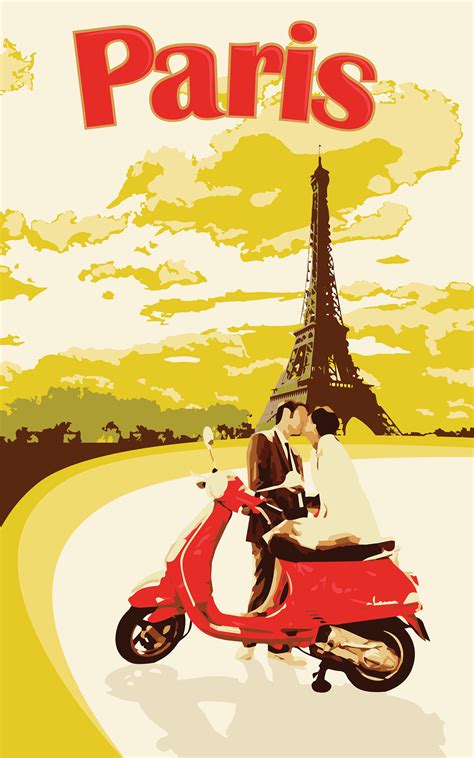 Vintage travel poster design by henry rivers. Retro Travel Poster- Paris on Behance