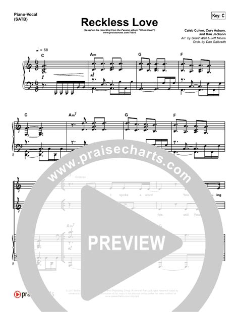 Reckless Love Sheet Music Passion Melodie Malone Praisecharts