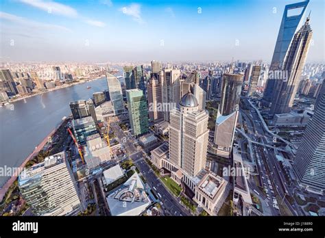 Aerial View Of Shanghai City Center At Evening Time Stock Photo Alamy