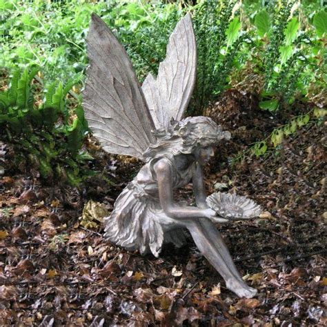Elegant Bronze Effect Sitting Flower Fairy Garden Ornament Large