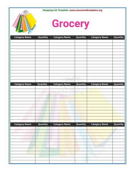Printable Grocery List With Prices