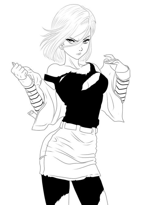android 18 line art by raydash30 android 18 line art art