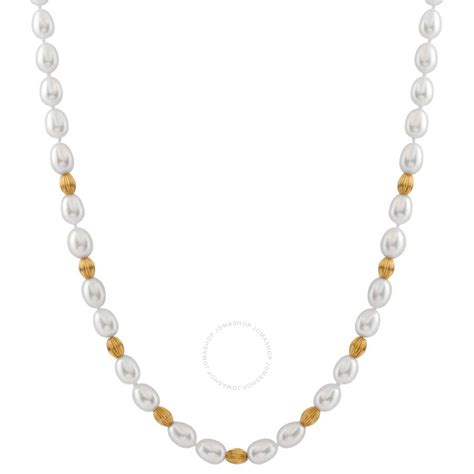 White Freshwater Rice Pearl Single Strand Necklace