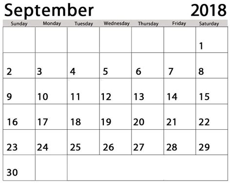 Calendar September 2018 Template Calendar Word Calendar Excel Calendar