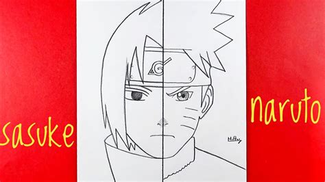 Sasuke Vs Naruto Drawing How To Draw Anime Sasuke And Naruto Half Face Step By Step Ma