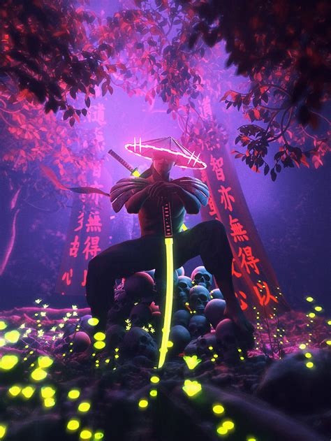Neon Samurai On Behance Samurai Wallpaper Anime Scenery Wallpaper