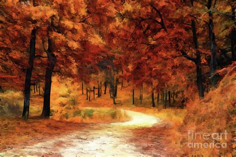 The Trail Into Autumn Wilderness Painting By Tl Thomas Fine Art America