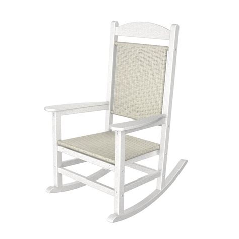The polywood outdoor presidential rocking chair is a sturdy, unobtrusive rocker with an insanely good warranty. POLYWOOD White/White Loom Recycled Plastic Woven Seat ...