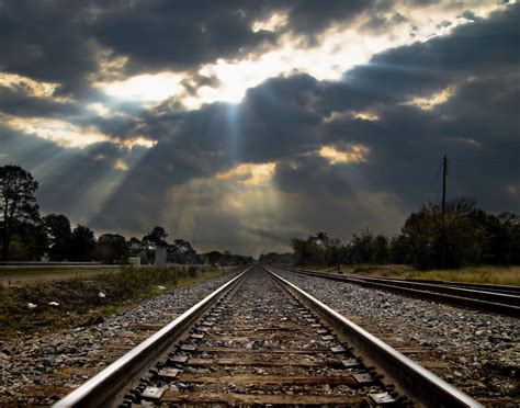 Free Images Cloud Sky Track Railroad Sunset Field Morning