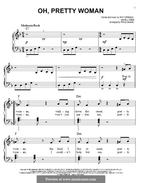 Oh Pretty Woman By B Dees R Orbison Sheet Music On Musicaneo