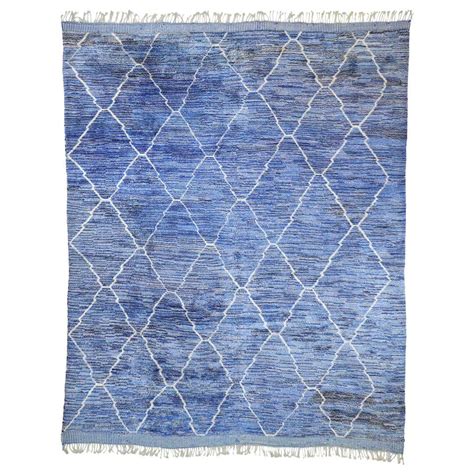 Contemporary Moroccan Style Area Rug In Cobalt Blue At 1stdibs