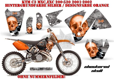 Checkered Skull Für Ktm Mx Motocross Bikes