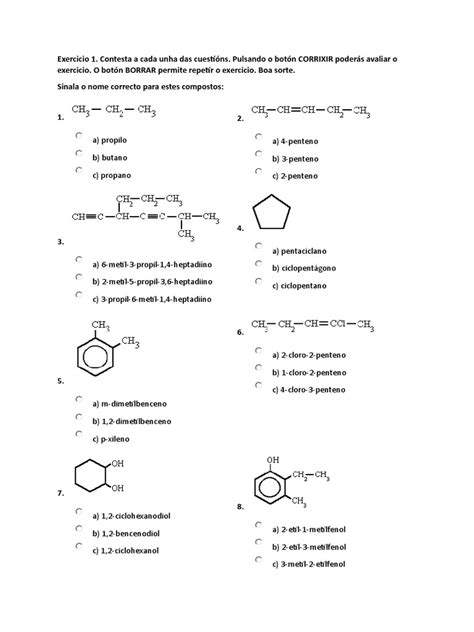 Ejercicios De Quimica Organica Grupo Funcional Compuestos De Carbono