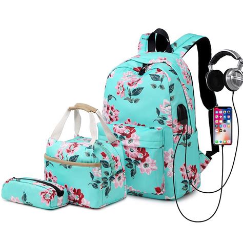 School Backpack Set Canvas Teen Girls Bookbags Laptop Backpack Kids