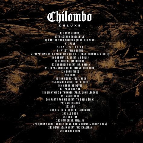 Chilombo Deluxe Artwork Tracklist
