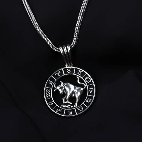 Taurus Men Necklace Silver Astrology Zodiac Necklace Bull - Etsy