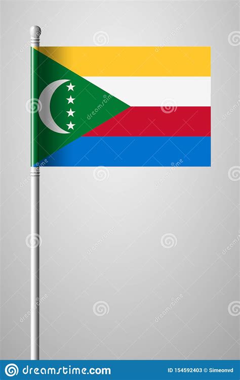 Indicador De Los Comoro Bandera Nacional En Asta De Bandera Ejemplo
