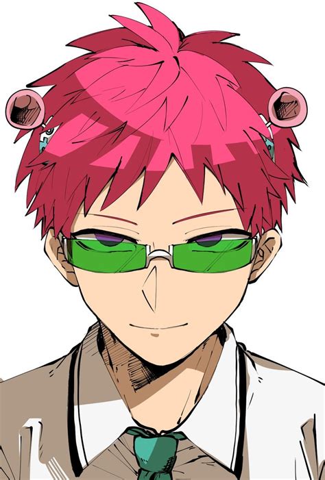 an anime character with pink hair and green glasses wearing a shirt tie and eyeglasses