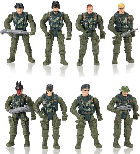 Hautton 8 Pack Toy Army Men Set Plastic Military Action Figures Combat