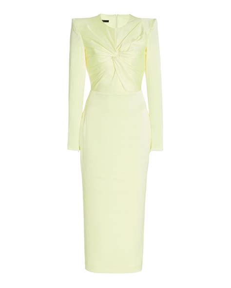 Alex Perry Monroe Satin Crepe Dress In Yellow Lyst