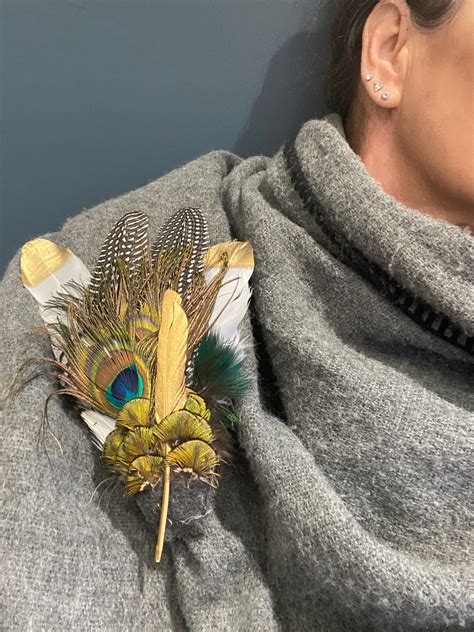Unique Handmade Feather Brooch Or Hat Pin Etsy