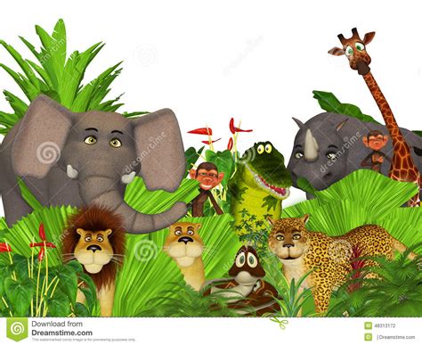 3d Cartoon Wild Jungle Animals Stock Illustration Image