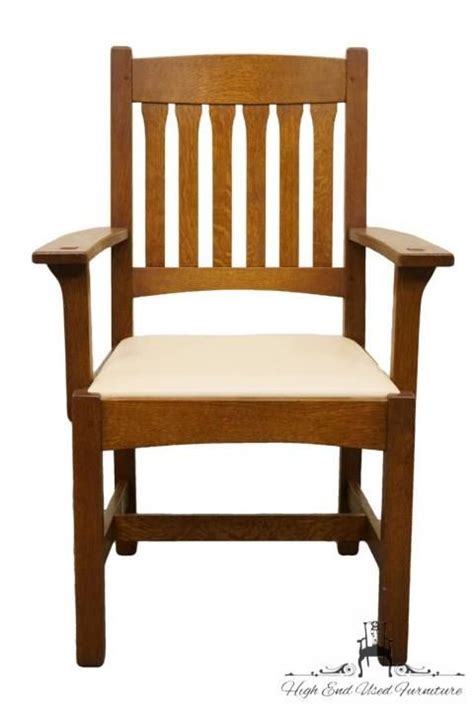 Wide paddle arms with thru tenon details. STICKLEY FURNITURE Mission Style Dining Arm Chair - 135 ...