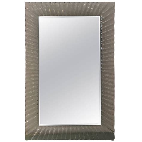 Midcentury Italian Mirror With A Fluted Clear Murano Glass Frame At 1stdibs Fluted Mirror