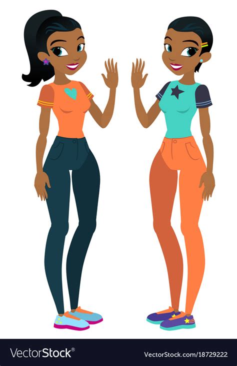 Teenager African American Girls With Black Vector Image