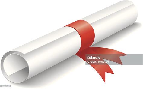 Illustration Of Rolled Up Diploma With Red Ribbon Stock Illustration