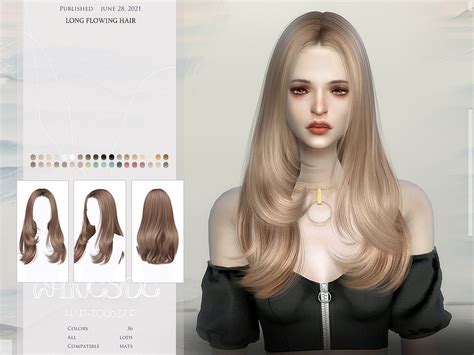 The Sims Resource Wings To0626 Long Flowing Hair Sims 4 Teen Sims
