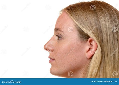 Side Profile View Of An Attractive Blond Woman Stock Image Image Of