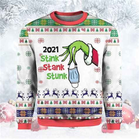 Grinch Hand 2021 Stink Stank Stunk Ugly Christmas Sweater Trends Bedding