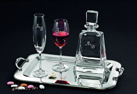 Wedding Set Decanter Glass Tray Monogram In 2020 Decanter Wedding