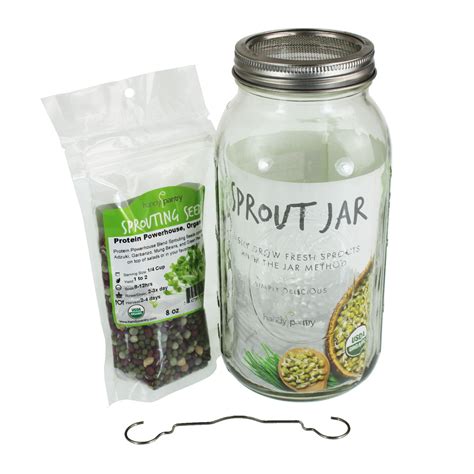 Half Gallon Sprouting Jar With Stainless Steel Sprouter Strainer Lid