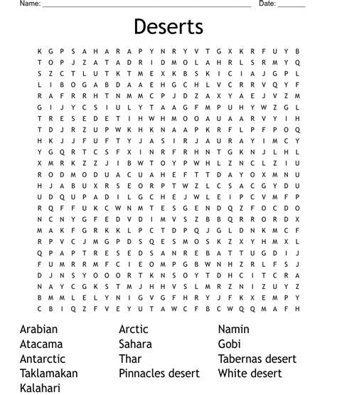 Deserts Word Search Wordmint