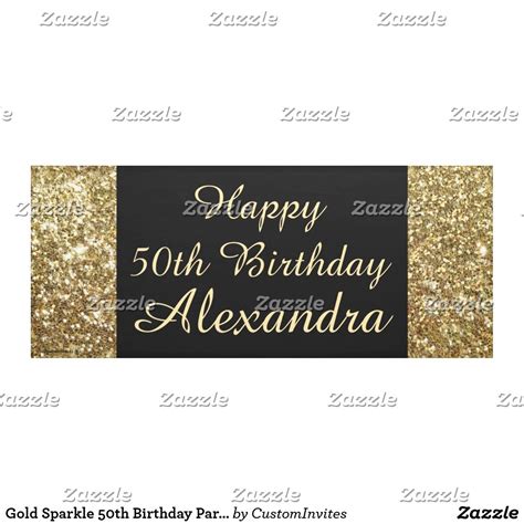 Gold Sparkle 50th Birthday Party Banner Zazzle Birthday Party