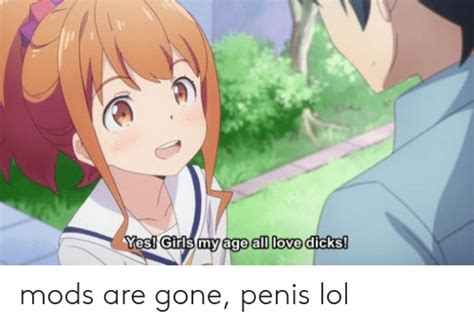 Yes Girls My Age All Love Dicks Mods Are Gone Penis Lol Anime Meme On Me Me