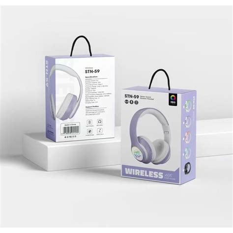 Audifono Diadema Stn 59 Wireless Stereo Sonido Con Luces Rgb Lila Dsc Computacion