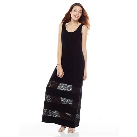 Apt 9® Solid Lace Panel Maxi Dress Womens