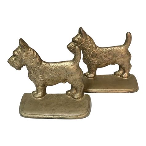Pair Of Vintage Brass Bookends Of Scottie Dogs Chairish