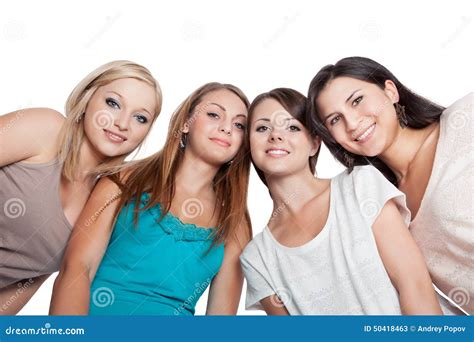 Four Young Woman Looking Down Stock Image Image Of Long Beauty 50418463
