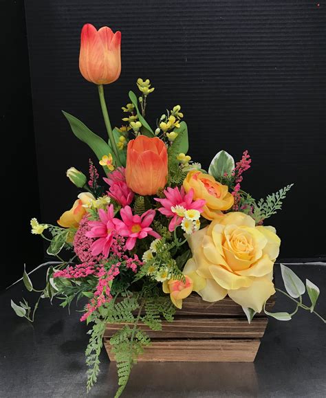 Vivid Spring Yellow And Pinks By Andrea Spring Flower Arrangements