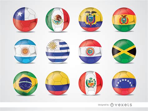 Copa America 2015 Team Flag Balls Vector Download