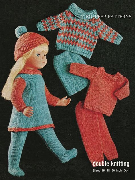 Knitting Pattern For Dolls Doll Clothes To Fit 16 18 20 Inch Etsy